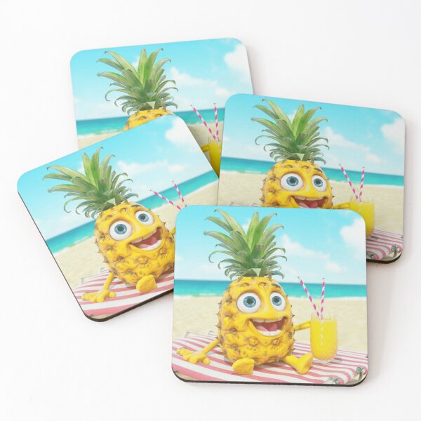 Item preview, Funny Pineapple Lying On The Beach On A Lounger And Holding A Lemonade designed and sold by M R Design.