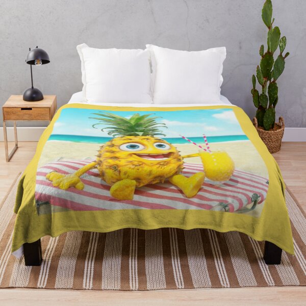 Item preview, Funny Pineapple Lying On The Beach On A Lounger And Holding A Lemonade designed and sold by M R Design.