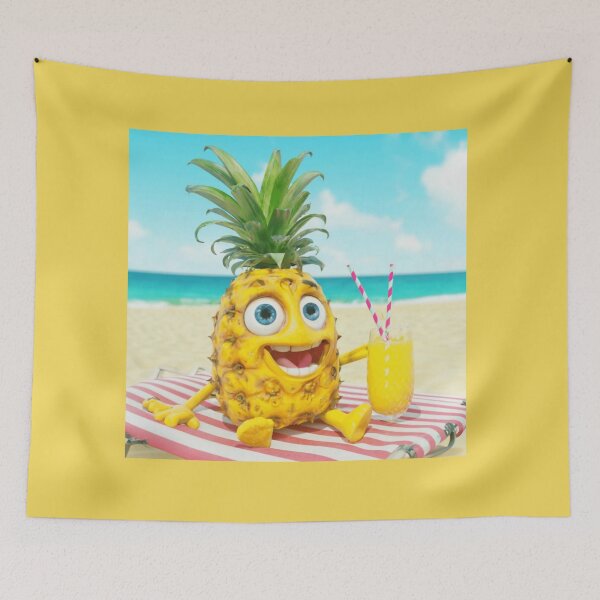 Item preview, Funny Pineapple Lying On The Beach On A Lounger And Holding A Lemonade designed and sold by M R Design.