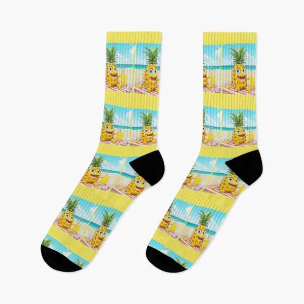Item preview, Funny Pineapple Lying On The Beach On A Lounger And Holding A Lemonade designed and sold by M R Design.