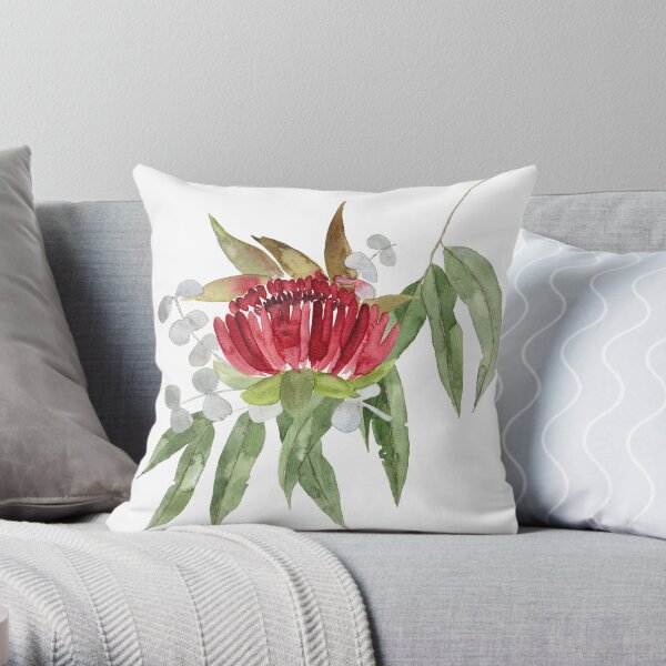 Australian Native Bush Watercolour Throw Pillow