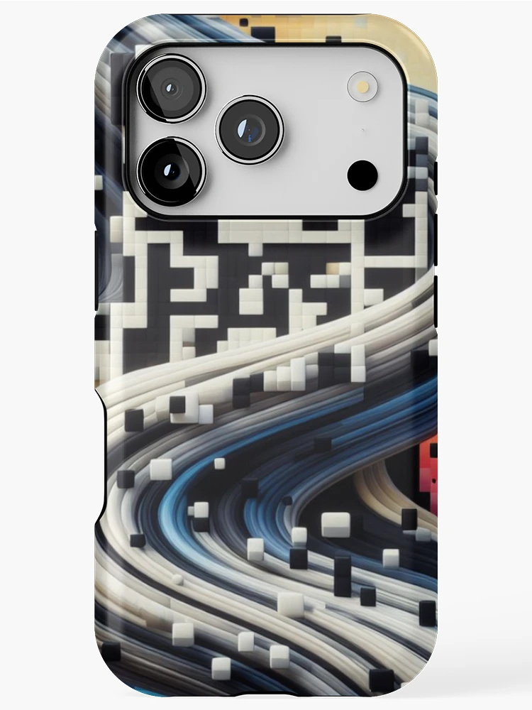 Thumbnail 1 of 4, iPhone Case, CodeCanvas: QR Pattern Symphony designed and sold by Rui Fernandes.