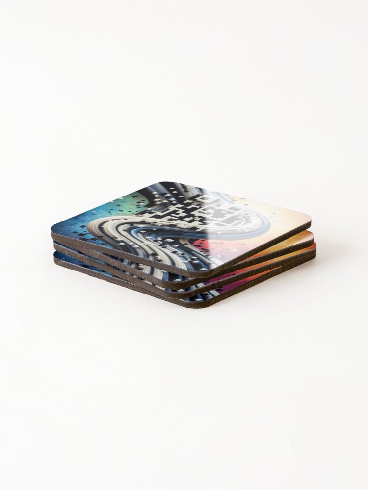 Thumbnail 4 of 5, Coasters (Set of 4), CodeCanvas: QR Pattern Symphony designed and sold by RuiFernandes.