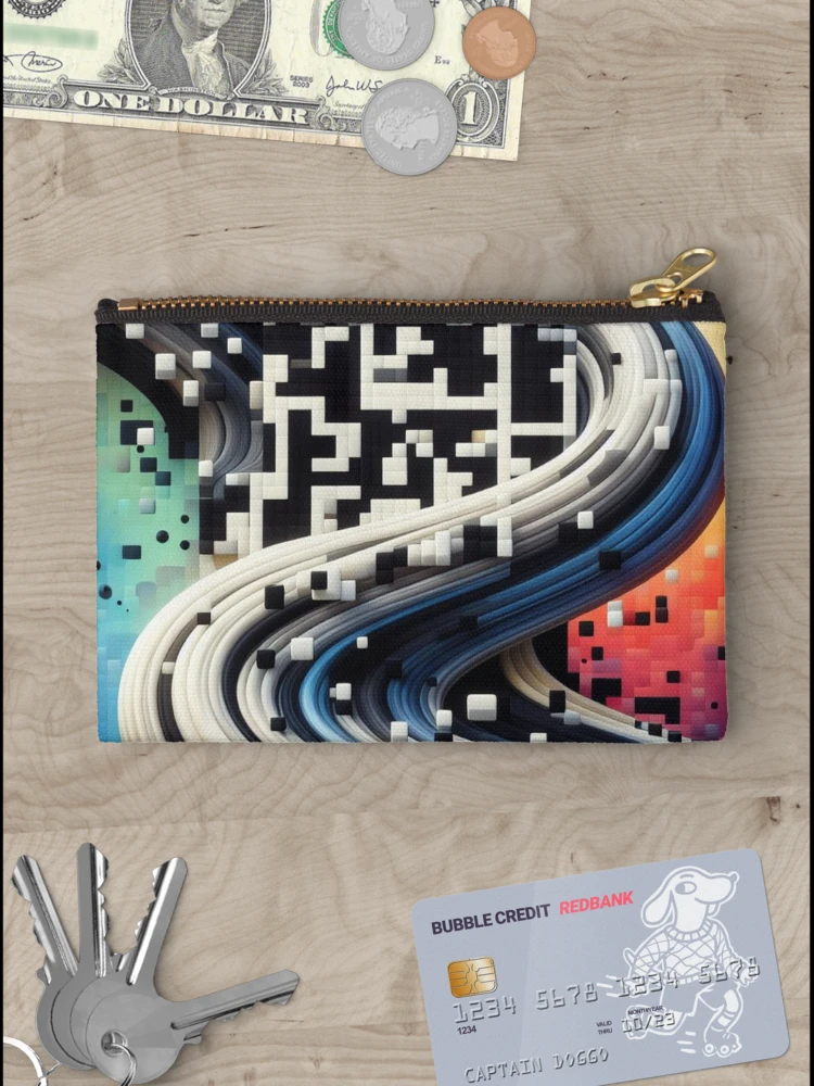 Thumbnail 3 of 4, Zipper Pouch, CodeCanvas: QR Pattern Symphony designed and sold by Rui Fernandes.