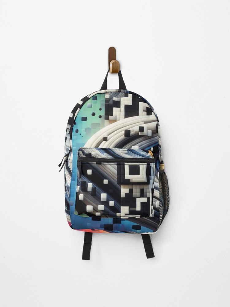 Thumbnail 1 of 3, Backpack, CodeCanvas: QR Pattern Symphony designed and sold by RuiFernandes.