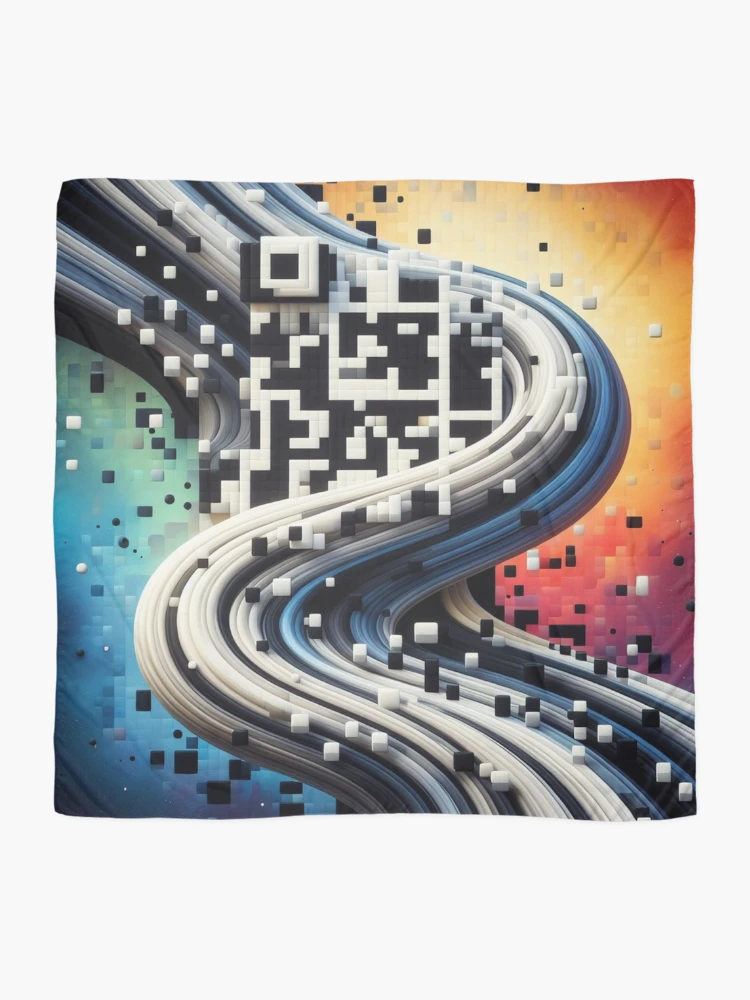 Thumbnail 2 of 3, Scarf, CodeCanvas: QR Pattern Symphony designed and sold by Rui Fernandes.