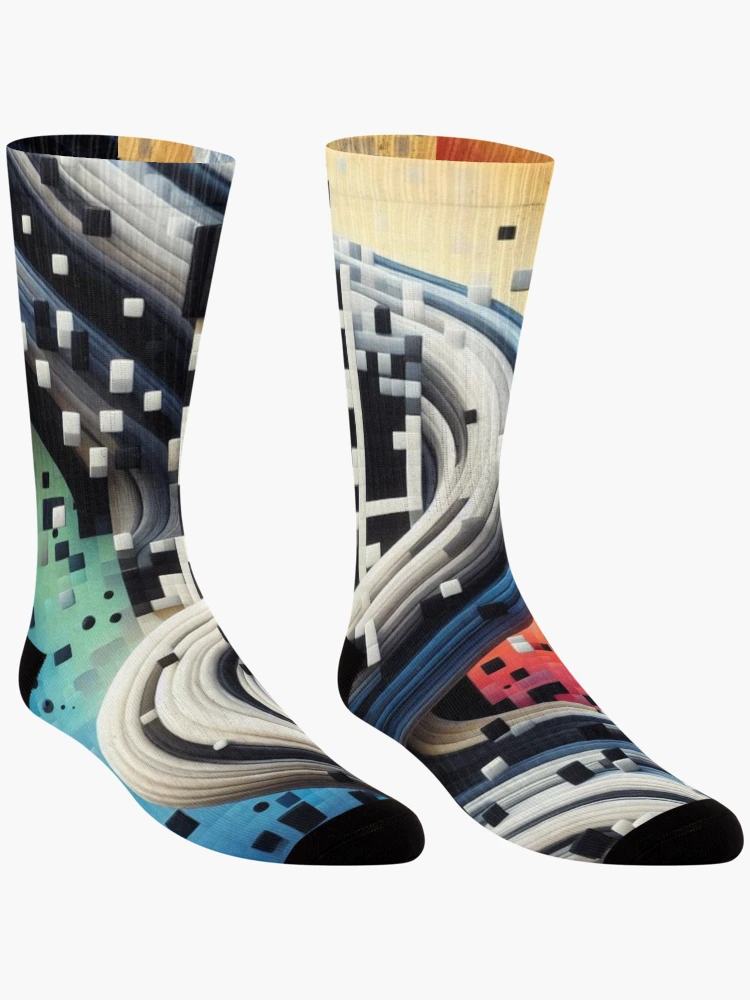 Thumbnail 3 of 5, Socks, CodeCanvas: QR Pattern Symphony designed and sold by Rui Fernandes.
