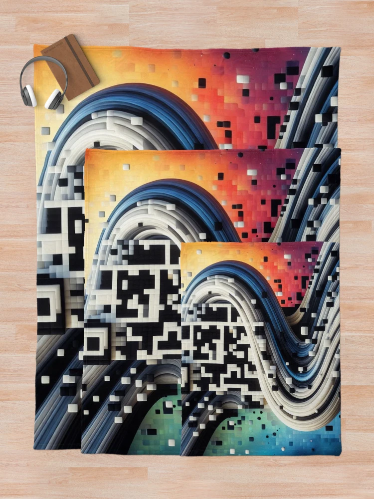 Thumbnail 5 of 6, Throw Blanket, CodeCanvas: QR Pattern Symphony designed and sold by Rui Fernandes.