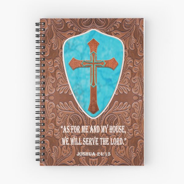 Item preview, "As for me and my house, we will serve the Lord" Joshua 24:15 = Tooled leather with Turquoise and Silver Accents designed and sold by whds.