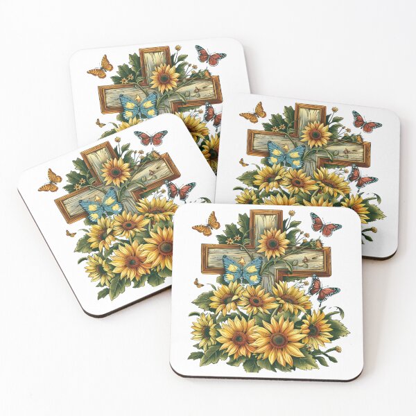 Item preview, Cross Sunflowers Butterflies Christian Choose joy   designed and sold by ArtFromBeyond.