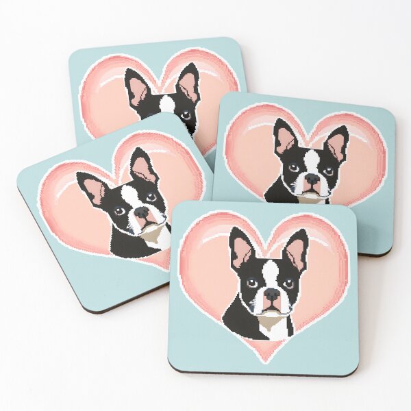Item preview, Love Bostons (Terriers) Pink Heart frame Pixel designed and sold by Rogue Wizard.
