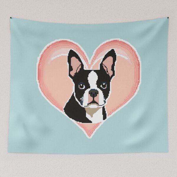 Item preview, Love Bostons (Terriers) Pink Heart frame Pixel designed and sold by Rogue Wizard.