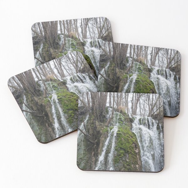 Item preview, Forest Bathing - Splendid Woodland Waterfall with Mossy Rocks designed and sold by Georgia Mizuleva.