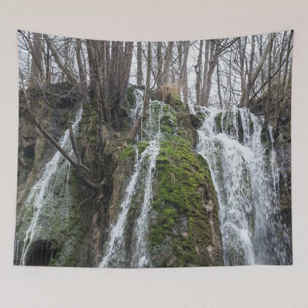 Item preview, Forest Bathing - Splendid Woodland Waterfall with Mossy Rocks designed and sold by Georgia Mizuleva.