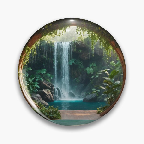 Item preview, Yoga studio with waterfall designed and sold by DreamlifeBackgrounds.