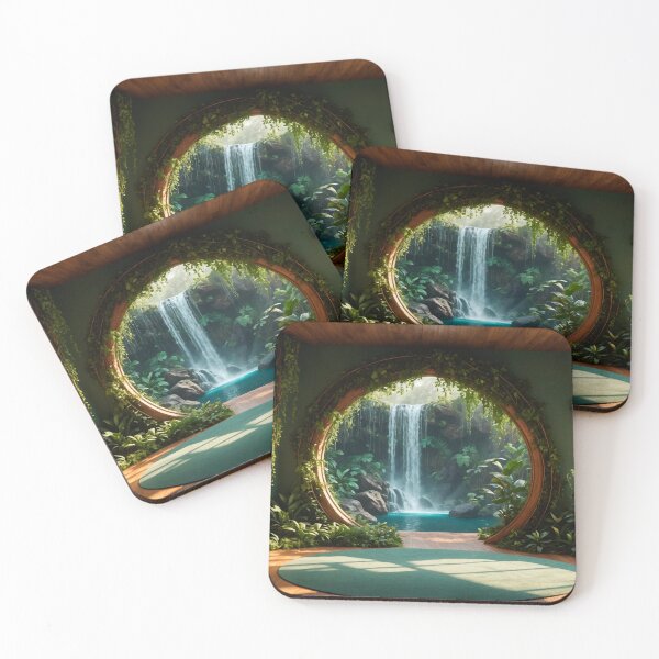 Item preview, Yoga studio with waterfall designed and sold by DreamlifeBackgrounds.
