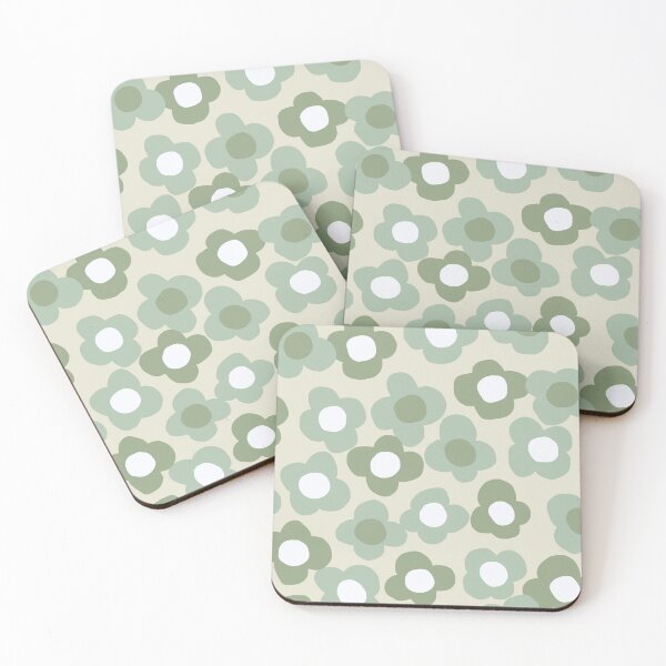 Item preview, 80's Retro Cute Little Scandinavian Sage Green Flowers designed and sold by Deutschic.