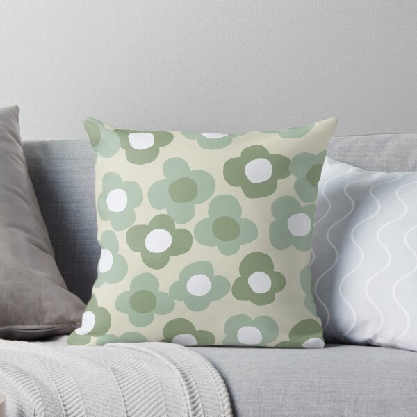 Item preview, 80's Retro Cute Little Scandinavian Sage Green Flowers designed and sold by Deutschic.