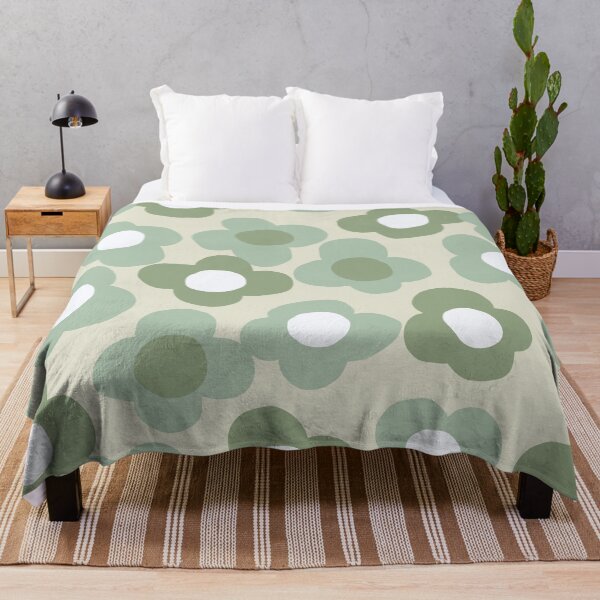 Item preview, 80's Retro Cute Little Scandinavian Sage Green Flowers designed and sold by Deutschic.