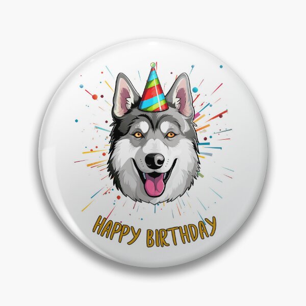 Item preview, Birthday Husky - Gray - Happy Birthday! designed and sold by wotsthis.