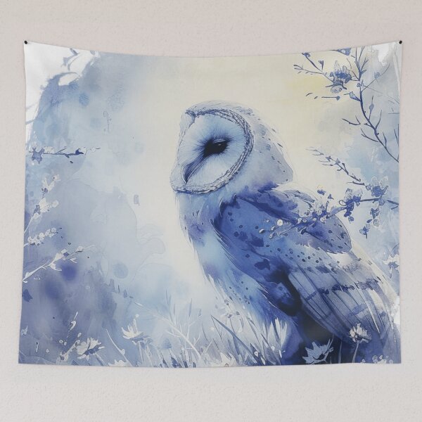 Item preview, Blue Floral Barn Owl Illustration designed and sold by TheAnimalZ00.