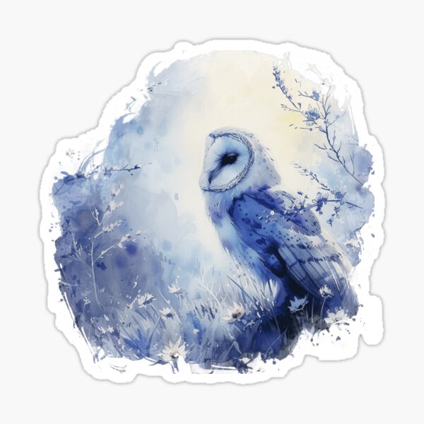 Item preview, Blue Floral Barn Owl Illustration designed and sold by TheAnimalZ00.
