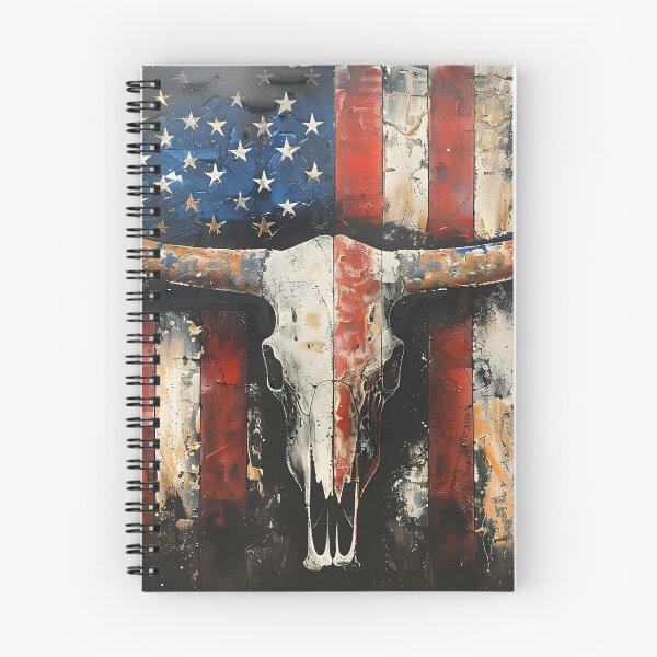 Artikelvorschau, Patriotischer Longhorn-Totenkopfdruck mit amerikanischer Flagge entworfen und verkauft von dcrc.