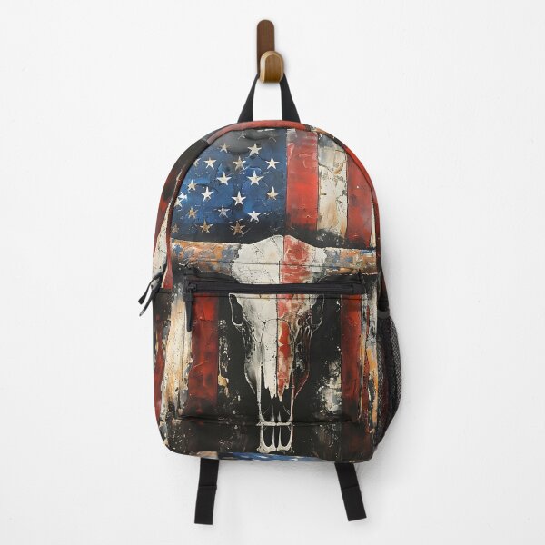 Item preview, Patriotic American flag Longhorn skull print designed and sold by dcrc.