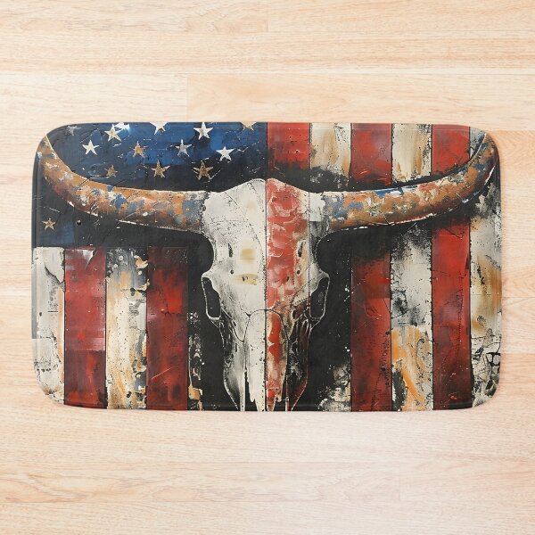Item preview, Patriotic American flag Longhorn skull print designed and sold by dcrc.