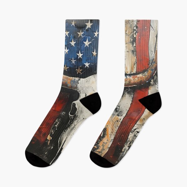 Item preview, Patriotic American flag Longhorn skull print designed and sold by dcrc.