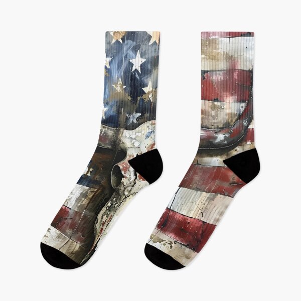 Item preview, patriotic american flag longhorn skull print designed and sold by dcrc.
