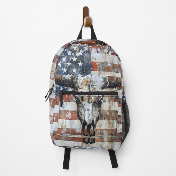 Item preview, patriotic american flag longhorn skull print designed and sold by dcrc.