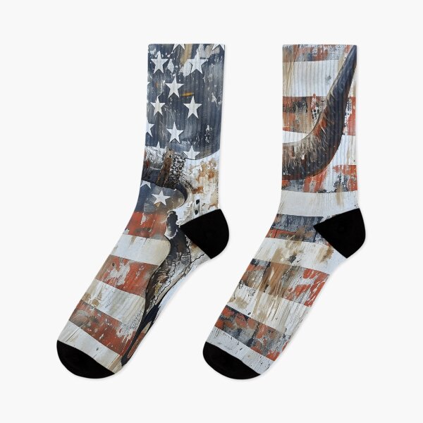 Item preview, patriotic american flag longhorn skull print designed and sold by dcrc.