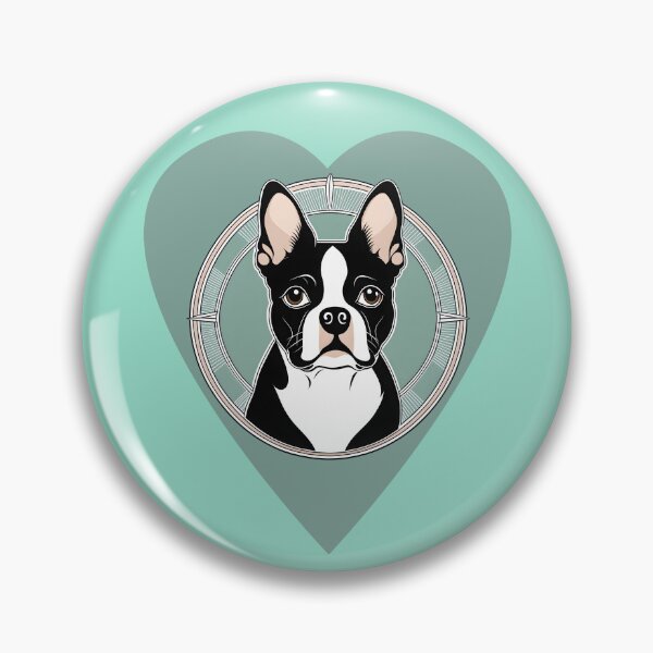 Item preview, Love Bostons (Terriers) Tall Blue Heart & circle frame designed and sold by Rogue Wizard.