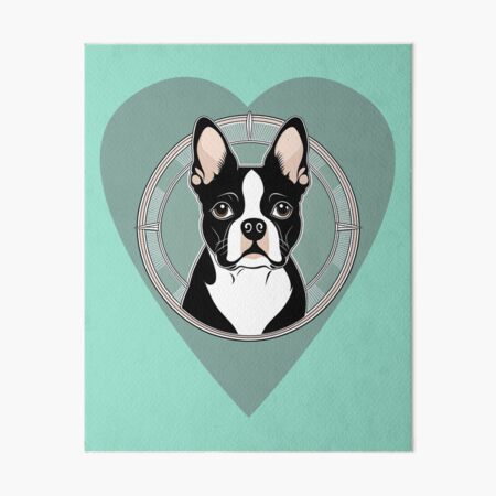 Item preview, Love Bostons (Terriers) Tall Blue Heart & circle frame designed and sold by Rogue Wizard.