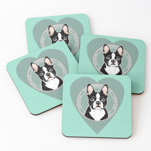 Item preview, Love Bostons (Terriers) Tall Blue Heart & circle frame designed and sold by Rogue Wizard.