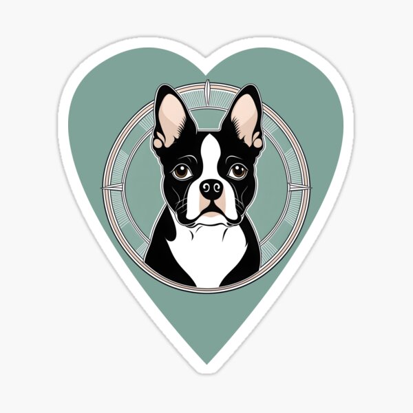 Item preview, Love Bostons (Terriers) Tall Blue Heart & circle frame designed and sold by Rogue Wizard.