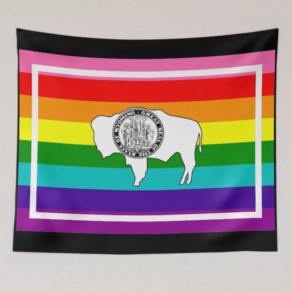 Item preview, State of Wyoming Gilbert Baker Pride Flag designed and sold by WokeBespoke.