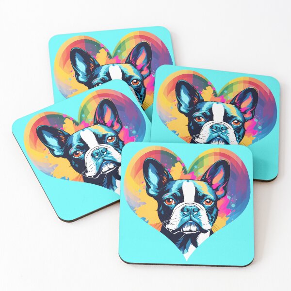 Item preview, Love Bostons (Terriers) Vibrant Colorful Palette Heart Frame designed and sold by Rogue Wizard.