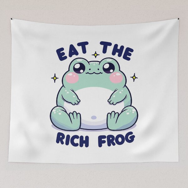 Item preview, eat the rich - eat the rich frog- funny cute green frog designed and sold by toobel.