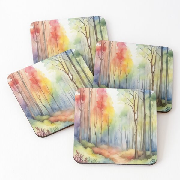 Item preview, Rainbow Forest Watercolor Art. Landscape Watercolor Forest Art designed and sold by kakarikihill.