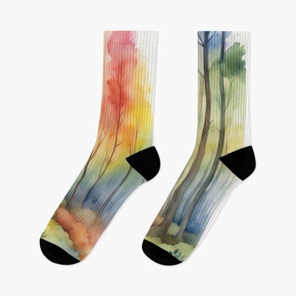 Item preview, Rainbow Forest Watercolor Art. Landscape Watercolor Forest Art designed and sold by kakarikihill.
