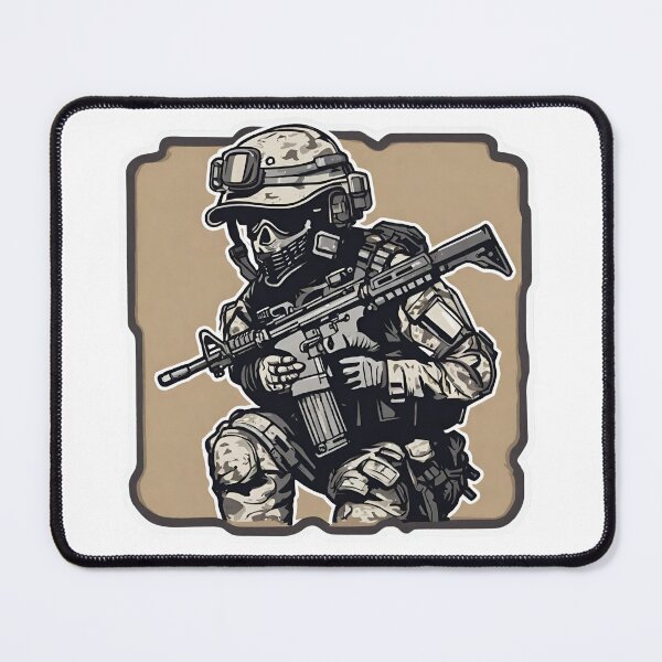 Item preview, Tactical Soldier Military Drawing of Soldier in Gear with Gun designed and sold by Motivvv.