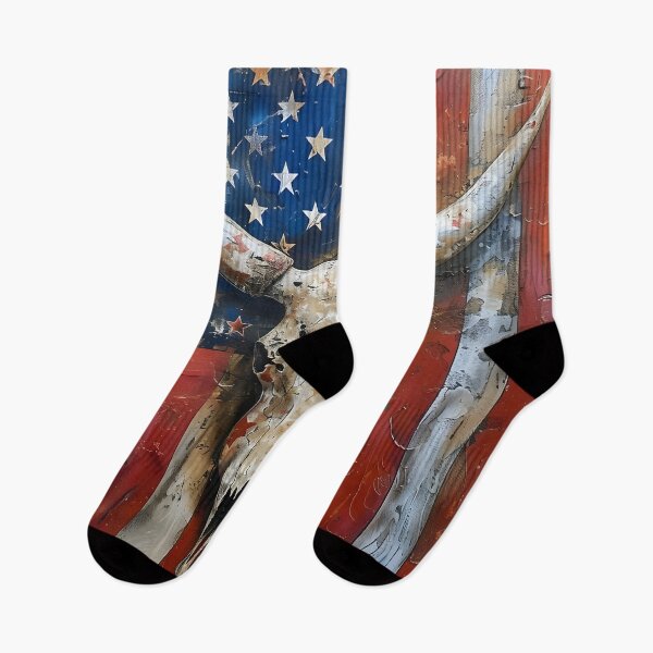 Item preview, Patriotic American flag Longhorn skull print designed and sold by dcrc.