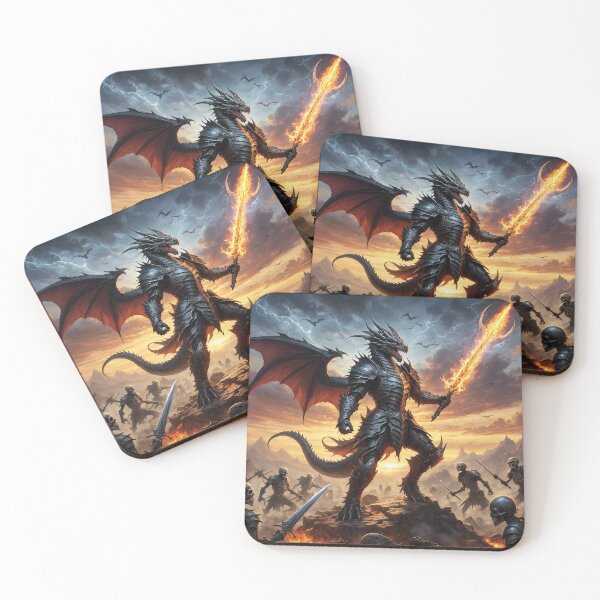 Item preview, Dragon Warrior Fighting a Skeleton Army designed and sold by Zestpond.