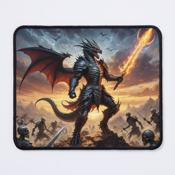 Item preview, Dragon Warrior Fighting a Skeleton Army designed and sold by Zestpond.