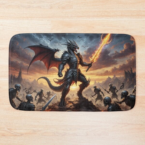 Item preview, Dragon Warrior Fighting a Skeleton Army designed and sold by Zestpond.