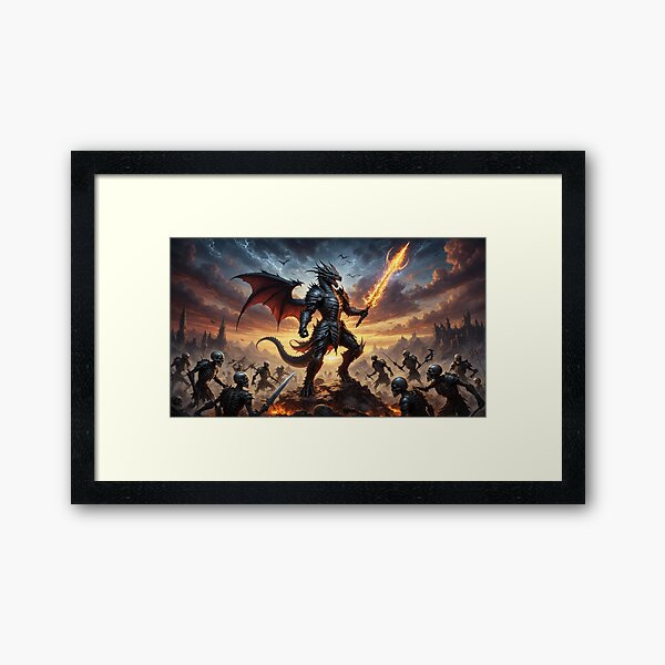 Item preview, Dragon Warrior Fighting a Skeleton Army designed and sold by Zestpond.
