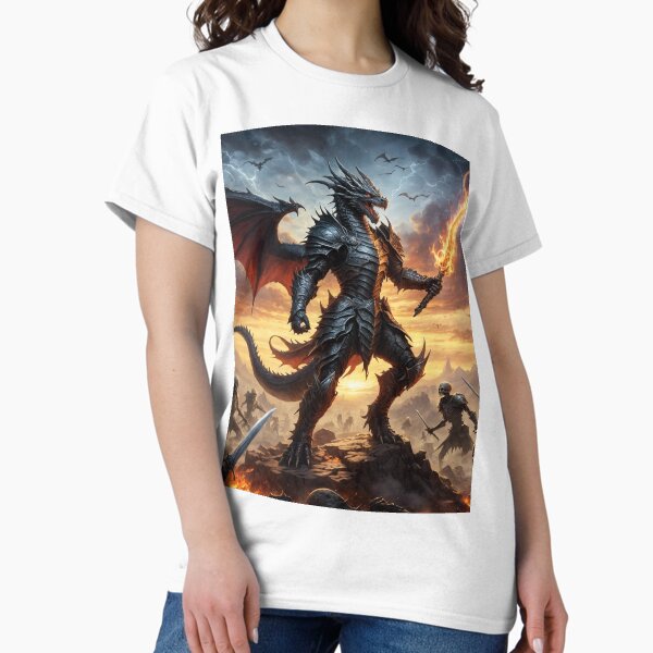 Item preview, Dragon Warrior Fighting a Skeleton Army designed and sold by Zestpond.