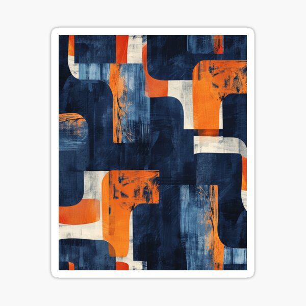 Indigo and Vermilion Fusion - Dynamic Abstract brush Art Sticker